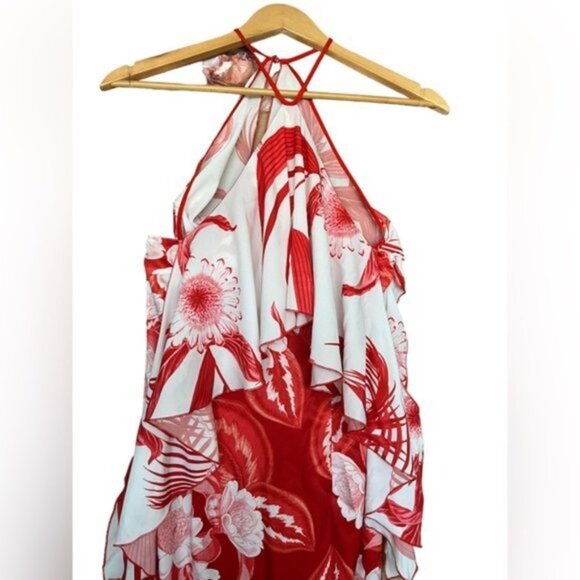NWT Jenifer Lopez for Marciano Ruffle Long Red Floral Maxi Dress Women Size XS - Picture 5 of 11